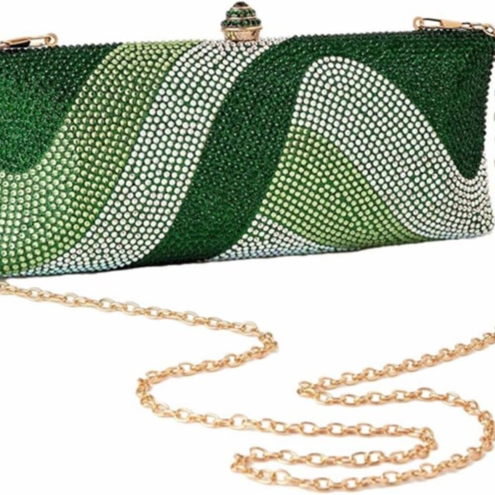 Women Rhinestone Clutch Bag Long Chain Evening Handbag for Party Dress - Picture 5 of 6